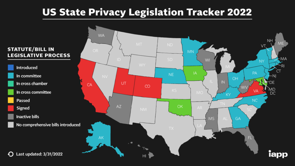 US State Privacy Legislation Tracker 2022