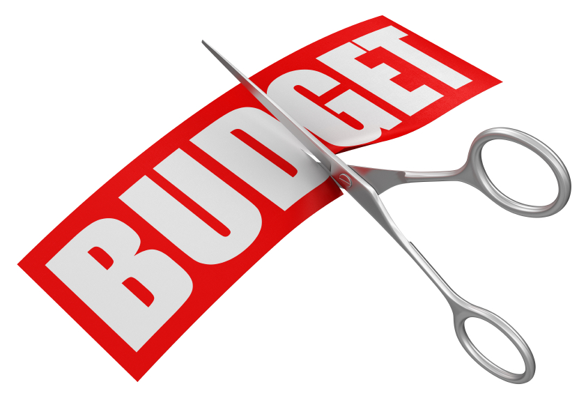 Scissors cutting "budget"