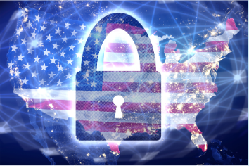 America with key lock over it to represent privacy