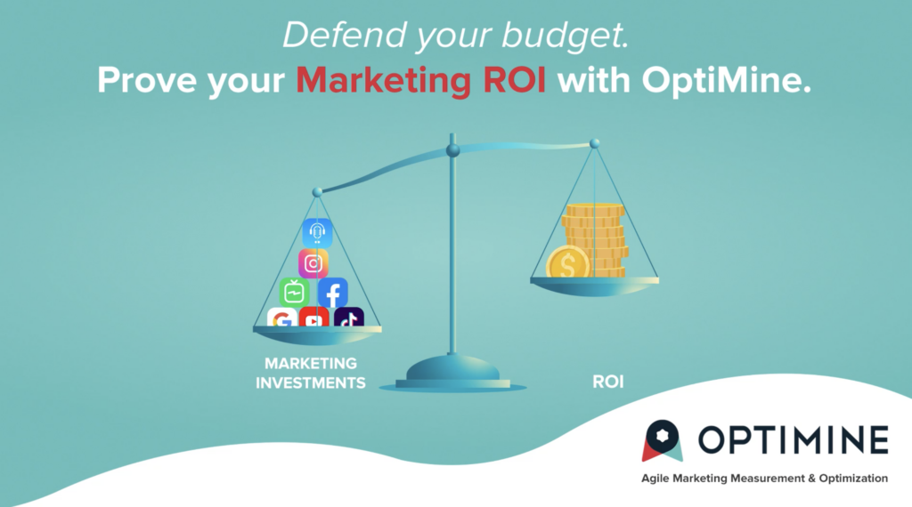 Defend your budget. Prove your marketing ROI with OptiMine. Scale graphic